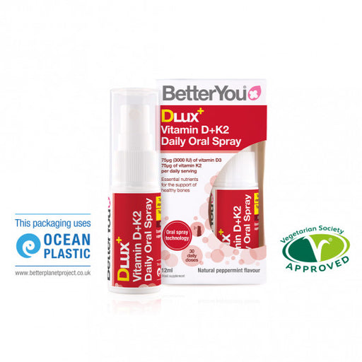 BetterYou DLux+ Vitamin D+K2 Oral Spray, 12ml