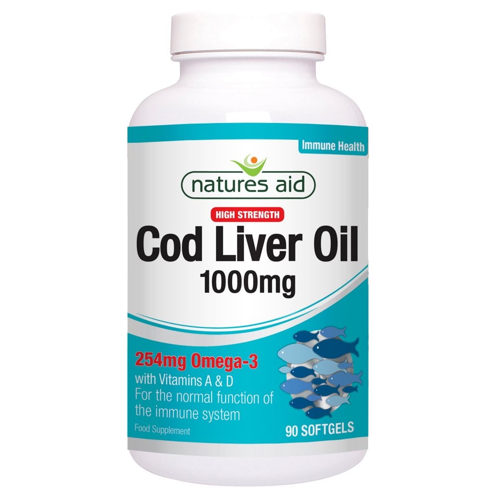 Natures Aid 1000mg High Strength Cod Liver Oil - Pack of 90 Capsules