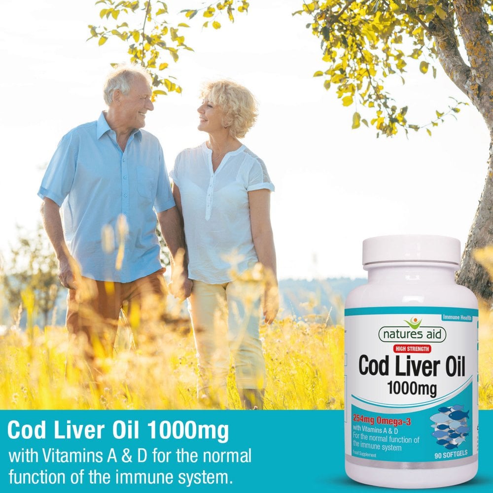 Natures Aid 1000mg High Strength Cod Liver Oil - Pack of 180 Capsules